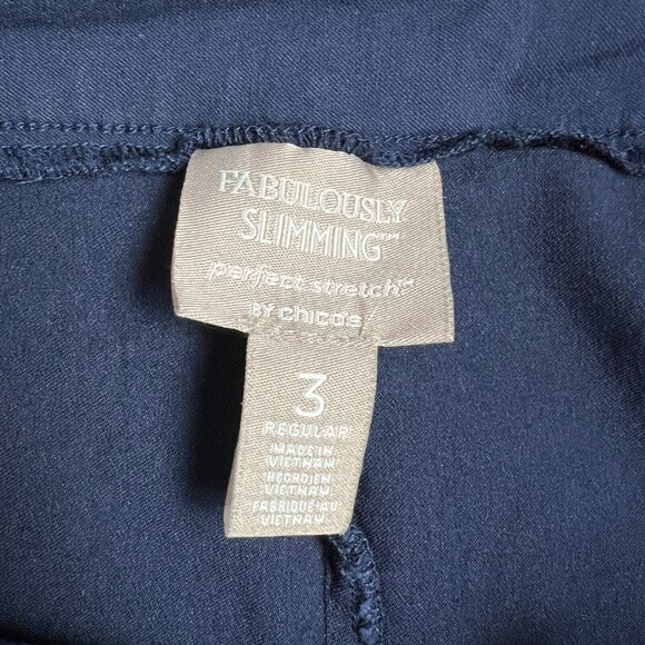 Chicos 3 Fabulously Slimming Pants Womens XL 16/18 Navy Blue Pull On Stretch - Picture 5 of 11
